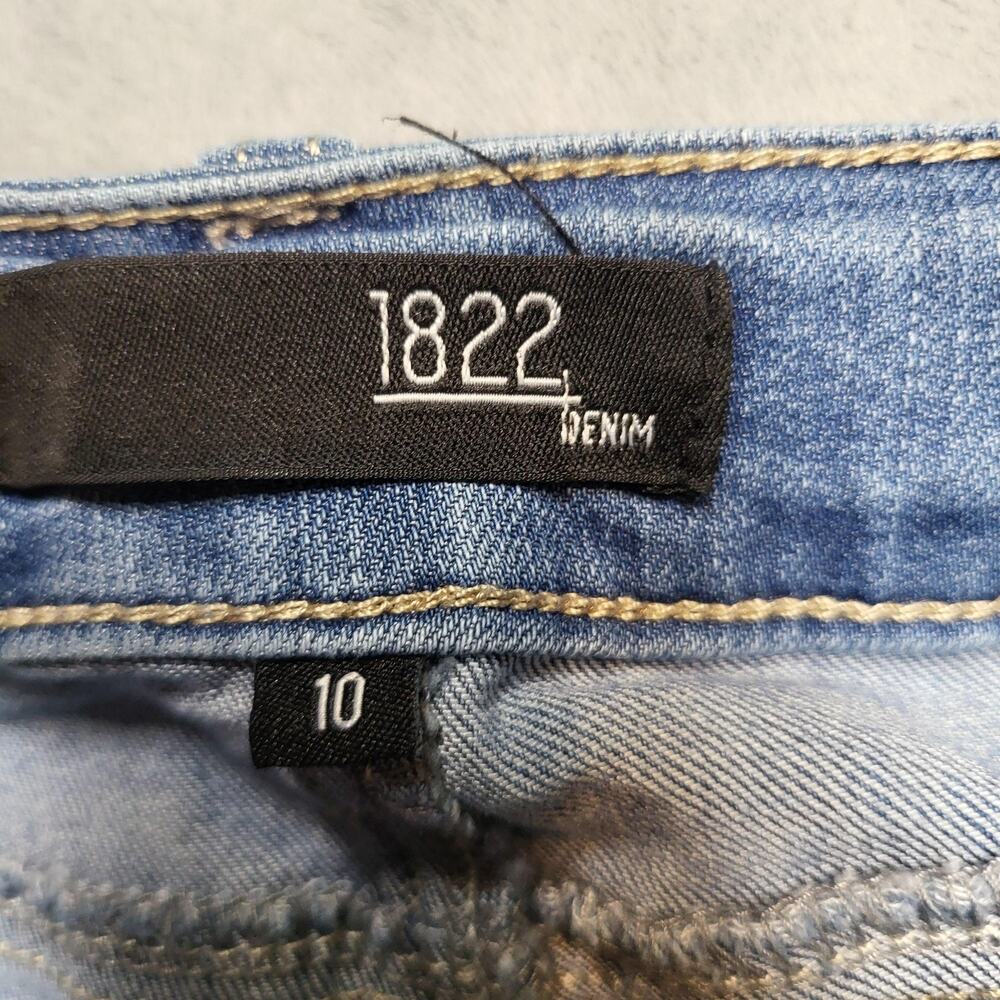 1822 Denim Jeans‎ Womens 10 Blue Light Wash Straight Fringe Distressed Stretch - Picture 3 of 10